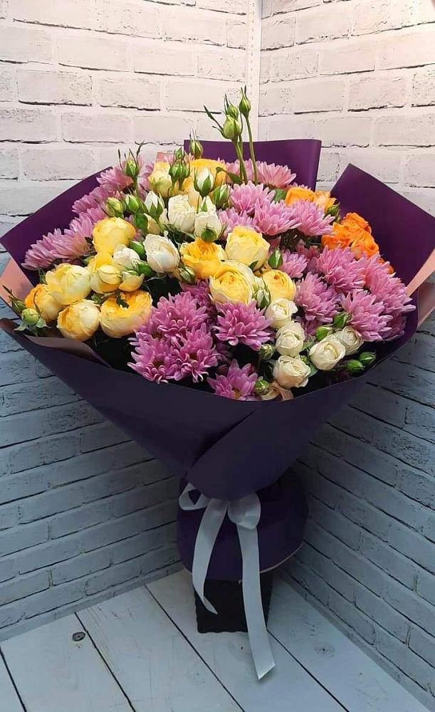 Букет цветов из: Хризантемы и Розы в Баксаненке