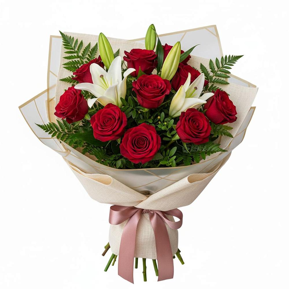 Букет цветов из: Лилии и Розы в Баксаненке