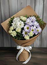 Букет цветов из:  Хризантемы и Розы в Баксаненке