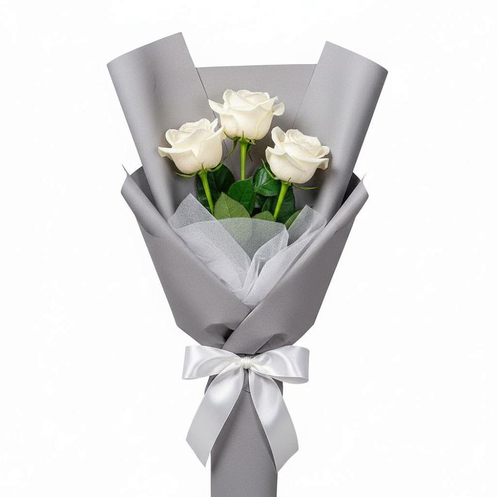 Букет 3 белые розы в Баксаненке