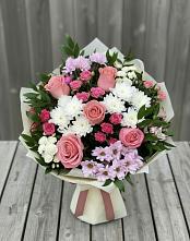 Букет цветов из:  Альстромерии, Гвоздики, Розы и Хризантемы #REPLACE_PRED# Баксаненке