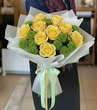 Букет цветов из:  Хризантемы и Розы #REPLACE_PRED# Баксаненке