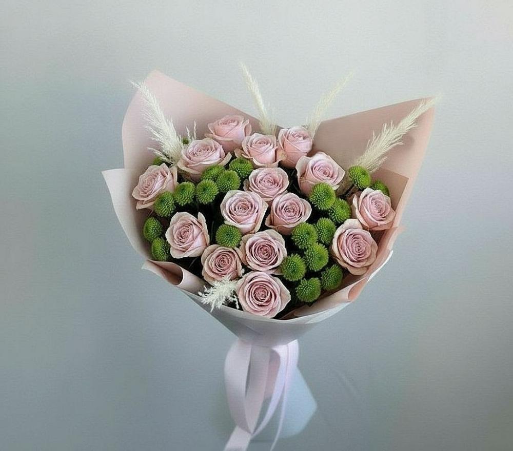 Букет цветов из: Розы и Хризантемы в Баксаненке