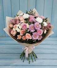Букет цветов из:  Хризантемы, Розы и Альстромерии #REPLACE_PRED# Баксаненке