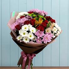 Букет цветов из:  Розы, Хризантемы и Альстромерии в Баксаненке