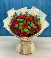 Букет цветов из:  Розы и Хризантемы в Баксаненке