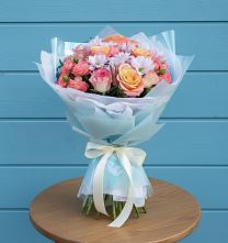 Букет цветов из:  Хризантемы и Розы в Баксаненке