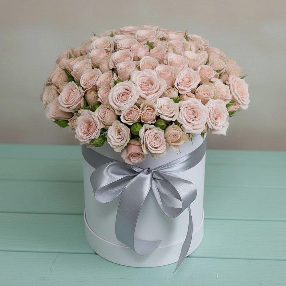 Цветочная композиция из Розы в шляпной коробке в Баксаненке